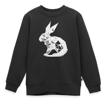 Géométrie Lapin Lignes Géométrie Lapin - Sweat Premium enfant bio - noir - Devant - AI Model Kid Female (0cm)