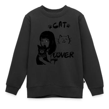 KATZENLIEBHABER, Miau - Kinder Premium Organic Sweatshirt - Schwarz - Vorne - AI Model Kid Female (0cm)