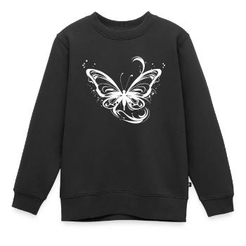 Pretty Tattoo Lines Style Butterfly - Sweat Premium enfant bio - noir - Devant - AI Model Kid Female (0cm)