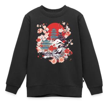 Folklore japonais - Sweat Premium enfant bio - noir - Devant - AI Model Kid Female (0cm)