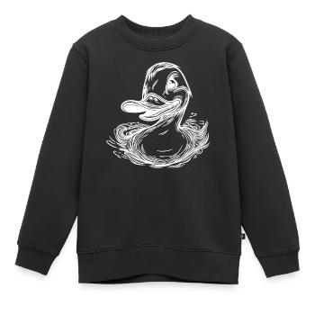 Schwimmende Ente mit großem Schnabel - Kinder Premium Organic Sweatshirt - Schwarz - Vorne - AI Model Kid Female (0cm)