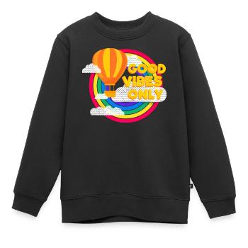 Ballon & Regenbogen (Good Vibes) - Kinder Premium Organic Sweatshirt - Schwarz - Vorne - AI Model Kid Female (0cm)