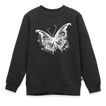 Pretty Tattoo Kids Lines Style Butterfly - Sweat Premium enfant bio - noir - Devant - AI Model Kid Female (0cm)