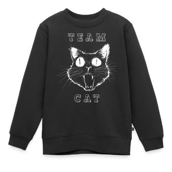 crazy cat TEAM - Kinder Premium Organic Sweatshirt - Schwarz - Vorne - AI Model Kid Female (0cm)