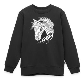 Bel étalon avec une élégante crinière ondulante - Sweat Premium enfant bio - noir - Devant - AI Model Kid Female (0cm)