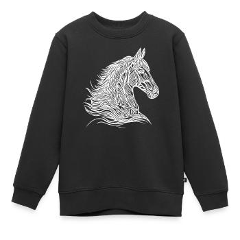 Etalon élégant avec une belle crinière de tatouage - Sweat Premium enfant bio - noir - Devant - AI Model Kid Female (0cm)