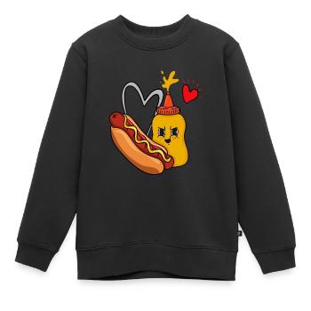 Hotdog und Senf - Kinder Premium Organic Sweatshirt - Schwarz - Vorne - AI Model Kid Female (0cm)