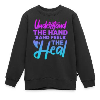 Comprendre la main et sentir la guérison - Sweat Premium enfant bio - noir - Devant - AI Model Kid Female (0cm)