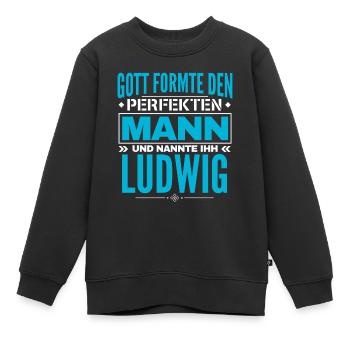 Ludwig Name Design - Kinder Premium Organic Sweatshirt - Schwarz - Vorne - AI Model Kid Female (0cm)