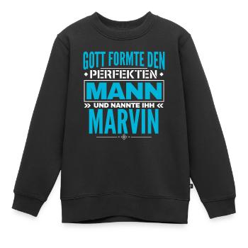 Marvin Name Design - Kinder Premium Organic Sweatshirt - Schwarz - Vorne - AI Model Kid Female (0cm)