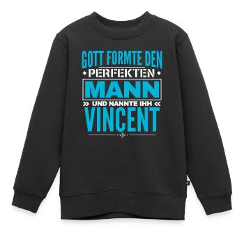 Vincent Name Design - Kinder Premium Organic Sweatshirt - Schwarz - Vorne - AI Model Kid Female (0cm)