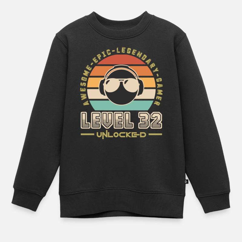 Level 32 - Sweat Premium enfant bio - noir