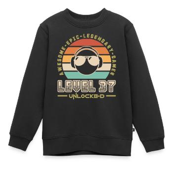 Level 37 - Kids Premium Organic Sweatshirt - black - Front - AI Model Kid Female (0cm)