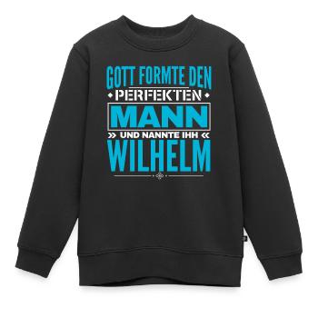 Wilhelm Name Design - Kinder Premium Organic Sweatshirt - Schwarz - Vorne - AI Model Kid Female (0cm)