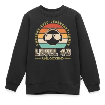 Level 49 - Kids Premium Organic Sweatshirt - black - Front - AI Model Kid Female (0cm)