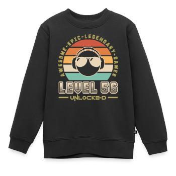 Level 56 - Kids Premium Organic Sweatshirt - black - Front - AI Model Kid Female (0cm)