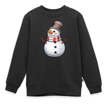 Schneemann mit Zylinder und Schal - Kinder Premium Organic Sweatshirt - Schwarz - Vorne - AI Model Kid Female (0cm)