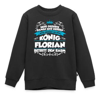 Florian Name Design - Kinder Premium Organic Sweatshirt - Schwarz - Vorne - AI Model Kid Female (0cm)