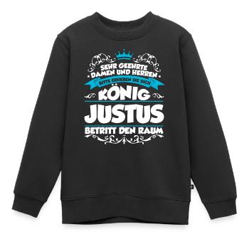 Justus Name Design - Kinder Premium Organic Sweatshirt - Schwarz - Vorne - AI Model Kid Female (0cm)