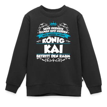 Kai Name Design - Kinder Premium Organic Sweatshirt - Schwarz - Vorne - AI Model Kid Female (0cm)