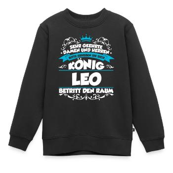 Leo Name Design - Kinder Premium Organic Sweatshirt - Schwarz - Vorne - AI Model Kid Female (0cm)