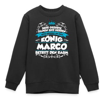 Marco Name Design - Kinder Premium Organic Sweatshirt - Schwarz - Vorne - AI Model Kid Female (0cm)