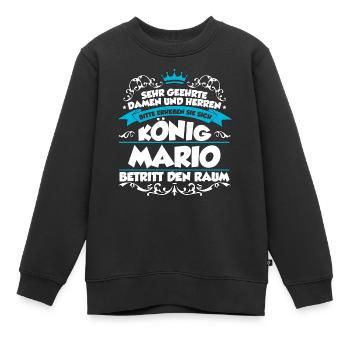 Mario Name Design - Kinder Premium Organic Sweatshirt - Schwarz - Vorne - AI Model Kid Female (0cm)
