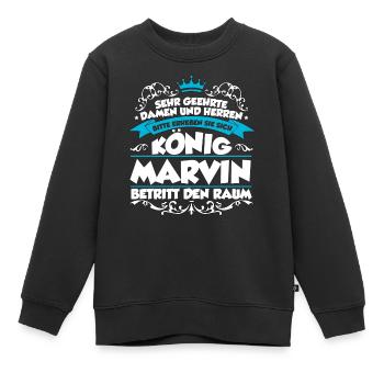 Marvin Name Design - Kinder Premium Organic Sweatshirt - Schwarz - Vorne - AI Model Kid Female (0cm)