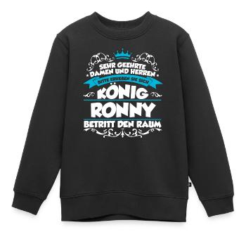 Ronny Name Design - Kinder Premium Organic Sweatshirt - Schwarz - Vorne - AI Model Kid Female (0cm)