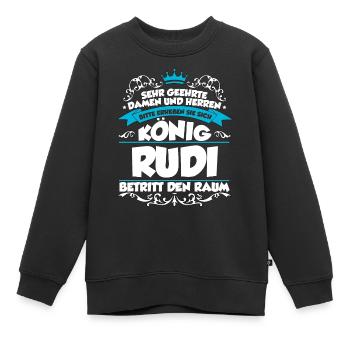 Rudi Name Design - Kinder Premium Organic Sweatshirt - Schwarz - Vorne - AI Model Kid Female (0cm)