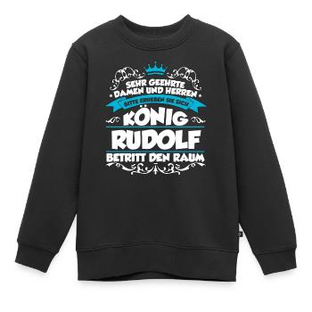Rudolf Name Design - Kinder Premium Organic Sweatshirt - Schwarz - Vorne - AI Model Kid Female (0cm)