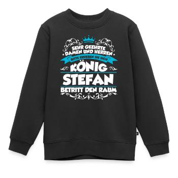 Stefan Name Design - Kinder Premium Organic Sweatshirt - Schwarz - Vorne - AI Model Kid Female (0cm)