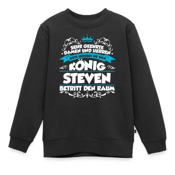 Steven Name Design - Kinder Premium Organic Sweatshirt - Schwarz - Vorne - AI Model Kid Female (0cm)