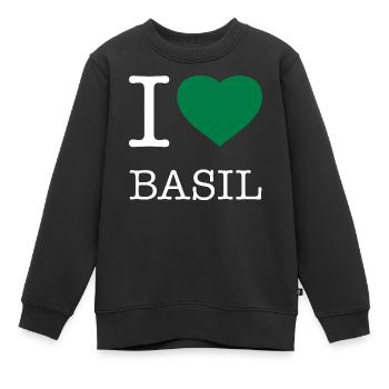 I LOVE BASIL Basilikum - Kinder Premium Organic Sweatshirt - Schwarz - Vorne - AI Model Kid Female (0cm)