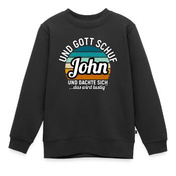 John - Kinder Premium Organic Sweatshirt - Schwarz - Vorne - AI Model Kid Female (0cm)