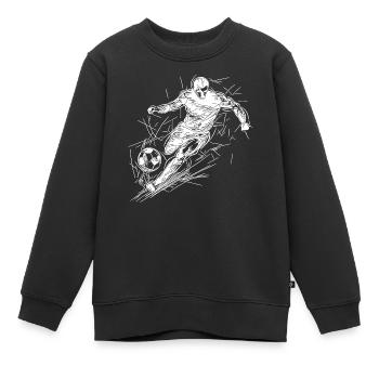 Attaquant de football en cours d’exécution avec ballon - Sweat Premium enfant bio - noir - Devant - AI Model Kid Female (0cm)