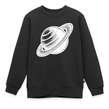 Planète aux anneaux Saturne avec système d’anneaux dans le système solaire - Sweat Premium enfant bio - noir - Devant - AI Model Kid Female (0cm)