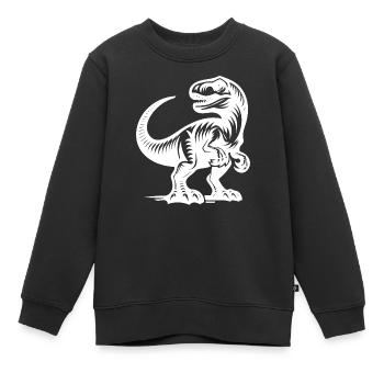 Mignon petit enfant Raptor dinosaure - Sweat Premium enfant bio - noir - Devant - AI Model Kid Female (0cm)