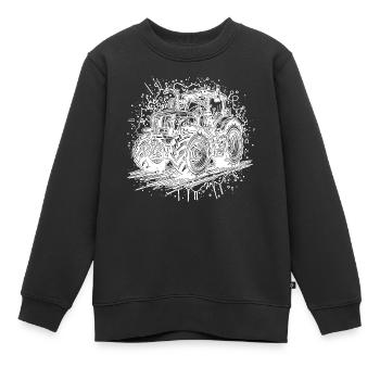Traktor Splash Design mit Feld Schlepper - Kinder Premium Organic Sweatshirt - Schwarz - Vorne - AI Model Kid Female (0cm)