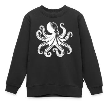 Pieuvre calamar effrayante à huit bras - Sweat Premium enfant bio - noir - Devant - AI Model Kid Female (0cm)