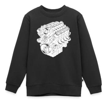 Bloc moteur cylindre ventilateur moteur - Sweat Premium enfant bio - noir - Devant - AI Model Kid Female (0cm)