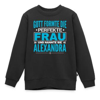 Alexandra Name Design - Kids Premium Organic Sweatshirt - black - Front - AI Model Kid Female (0cm)