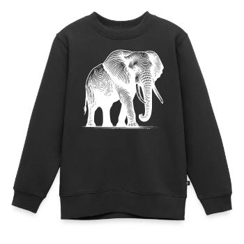Eléphant - Grande trompe de safari avec défenses - Sweat Premium enfant bio - noir - Devant - AI Model Kid Female (0cm)