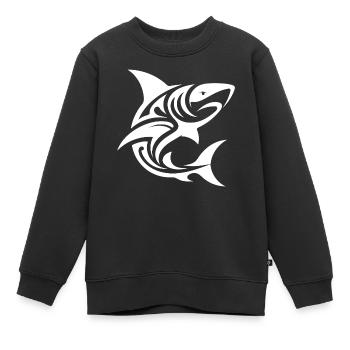 Tribal Tigerhai Style Taucher Fan Tattoo - Kinder Premium Organic Sweatshirt - Schwarz - Vorne - AI Model Kid Female (0cm)
