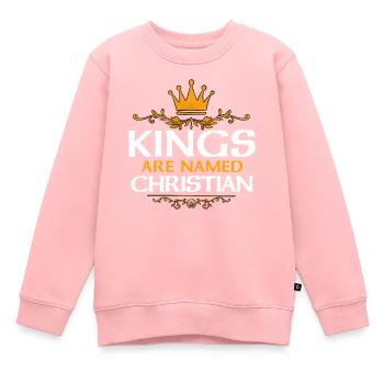 Chrétien - Sweat Premium enfant bio - rose - Devant - AI Model Kid Female (0cm)