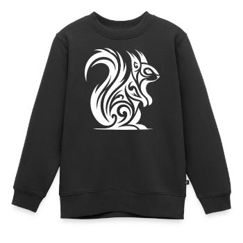 Niedliches Eichhörnchen in Tattoo Style - Kinder Premium Organic Sweatshirt - Schwarz - Vorne - AI Model Kid Female (0cm)