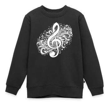 Clé de musique avec partitions vintage - Sweat Premium enfant bio - noir - Devant - AI Model Kid Female (0cm)