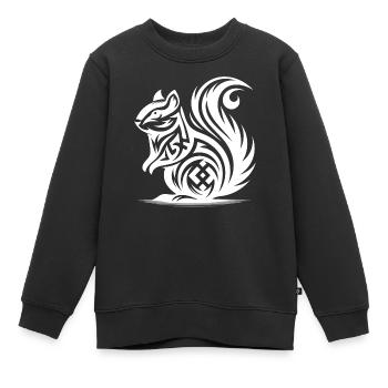 Niedliches Eichhörnchen in Tattoo Style - Kinder Premium Organic Sweatshirt - Schwarz - Vorne - AI Model Kid Female (0cm)