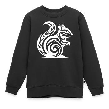 Süsses kleines Baby Eichhörnchen in Tattoo Style - Kinder Premium Organic Sweatshirt - Schwarz - Vorne - AI Model Kid Female (0cm)