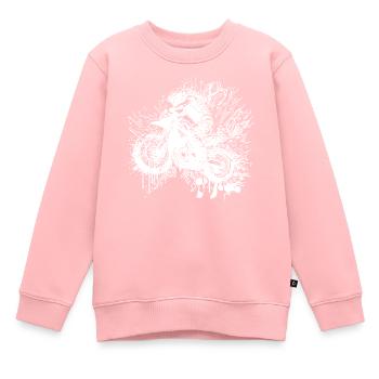 Moto de course tout-terrain style éclaboussure - Sweat Premium enfant bio - rose - Devant - AI Model Kid Female (0cm)
